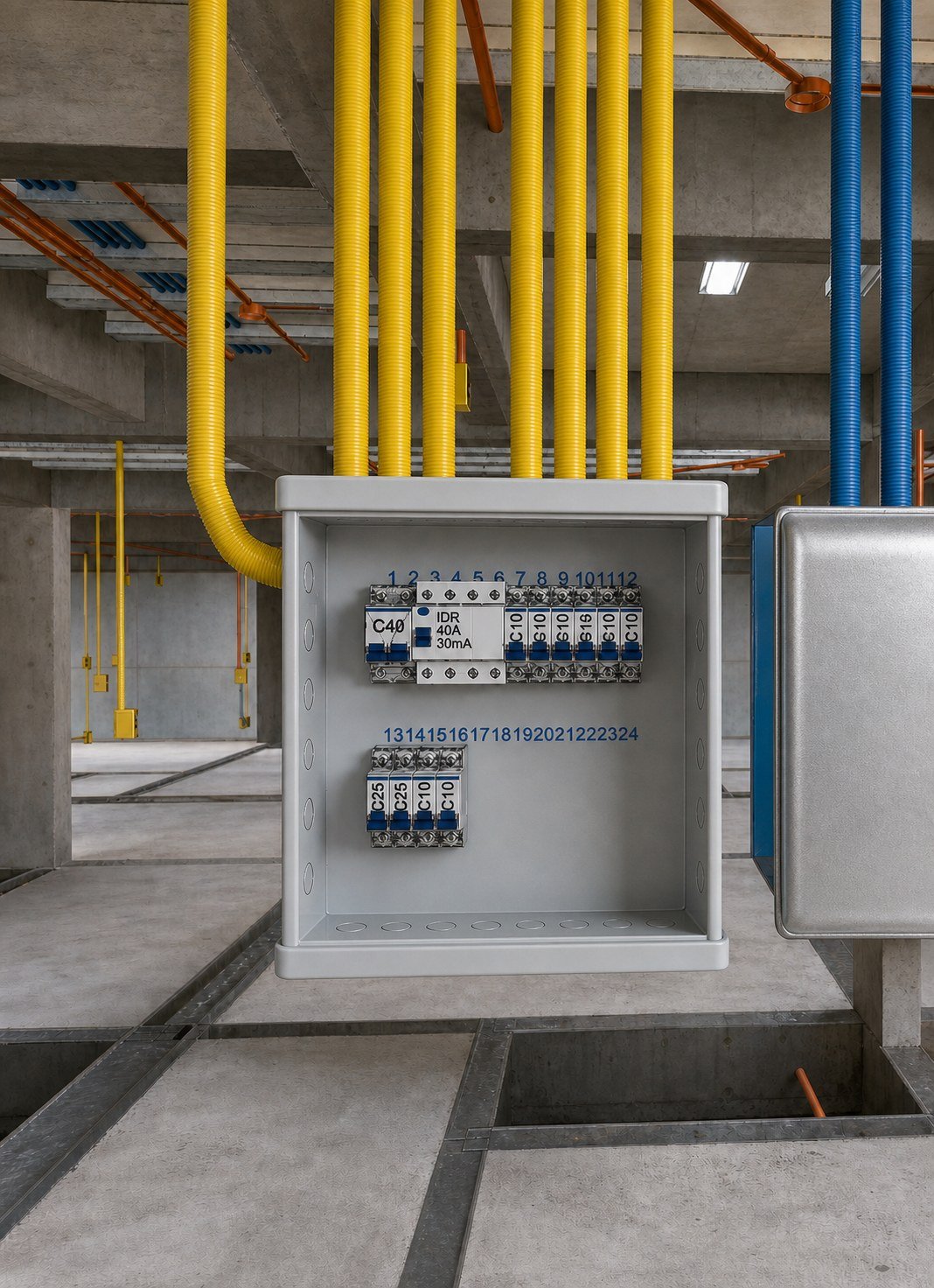 Detalhe 3D de quadro elétrico