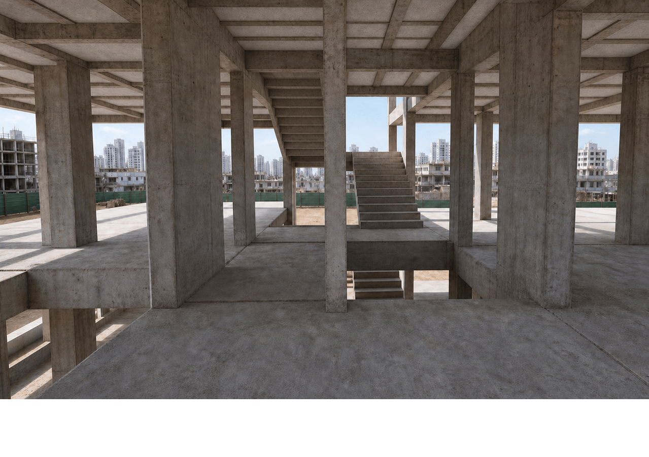 Vista 3D interna da estrutura